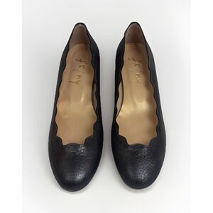 French Sole NY Maya Grey Pebble Jigsaw Wedge Leather Heels Women's Size 6M